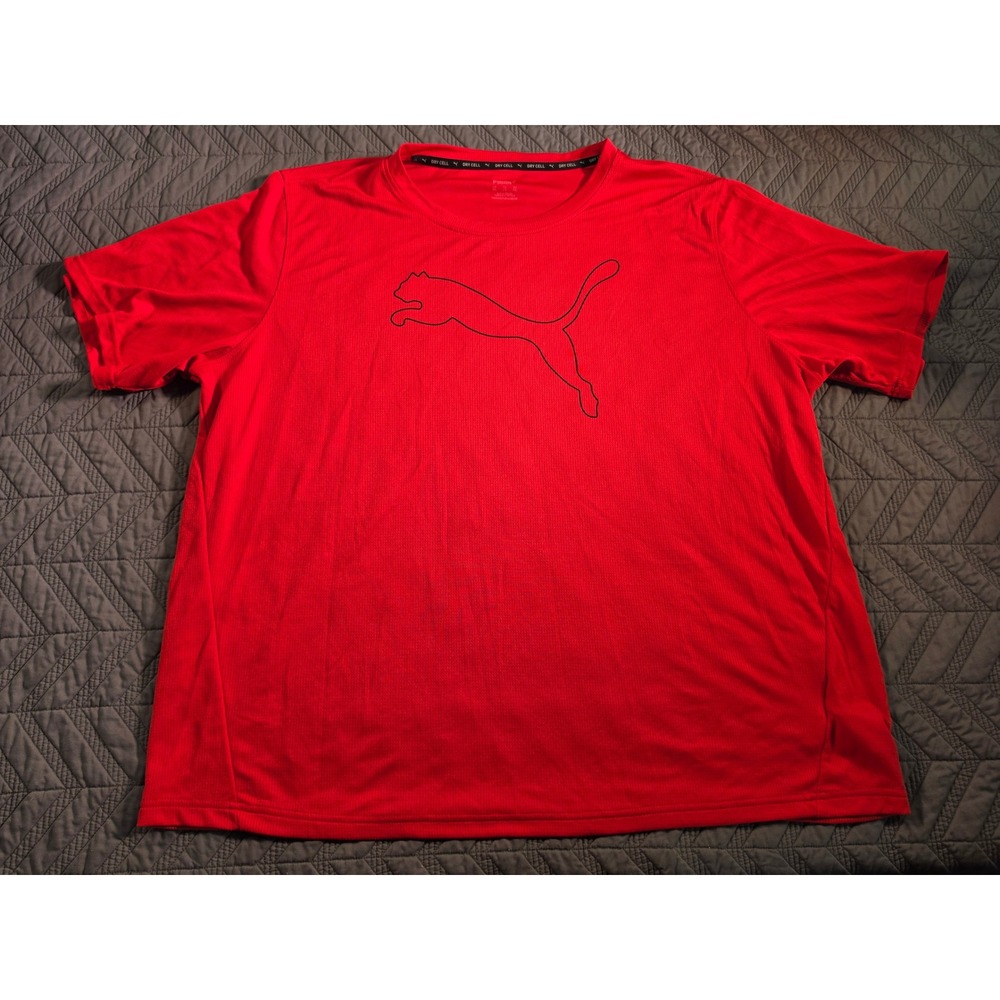 Puma Mens 3XL Red Dry Cell Activewear Big Logo T-Shirt 589328-11